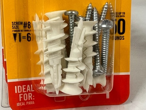 12 PACKS E-Z Ancor Self-Drilling Twist-N-Lock 50 lb Drywall Anchors 11353 - Picture 5 of 9