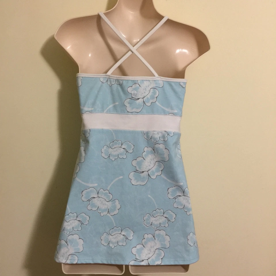 Sujetador sin mangas Soybu Activewear talla M ajuste zen azul blanco floral Foto 4 de 4