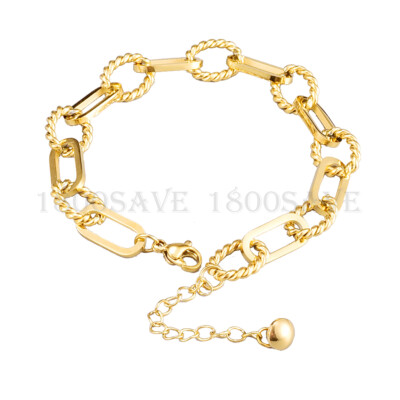 18K Gold Filled Tarnish-Resist Nickel/Lead-Free Rounded Rectangle Link  Bracelet