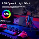 USB Computer Mic Record Microphone Professional Condenser Mic w/Stand, RGB Light