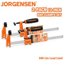 JORGENSEN 2-pack 12-inch Medium Duty Steel Bar Clamps Set 600 Lbs Load Limit NEW