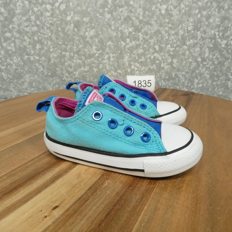 Zapatillas Converse Chuck Taylor All Star Infantil 6 Azul Rosa Sin Cordones de Lona Foto 2 de 4