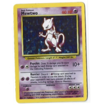 MEWTWO 1999 Pokemon Base Set Card Rare Holo 10/102 WOTC