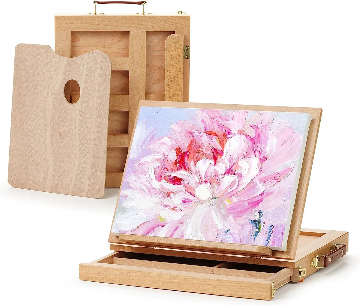 ARTIFY Portable Wooden Tabletop Art Easel for Painting Natural Beechwood