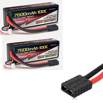 2X VANT 3s 11.1v 7600mah 100c Lipo Battery FITS TRAXXAS Plug MAXX SLASH