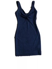 NWOT Guess Fitted Textured Dress Sz 2 Dark Blue