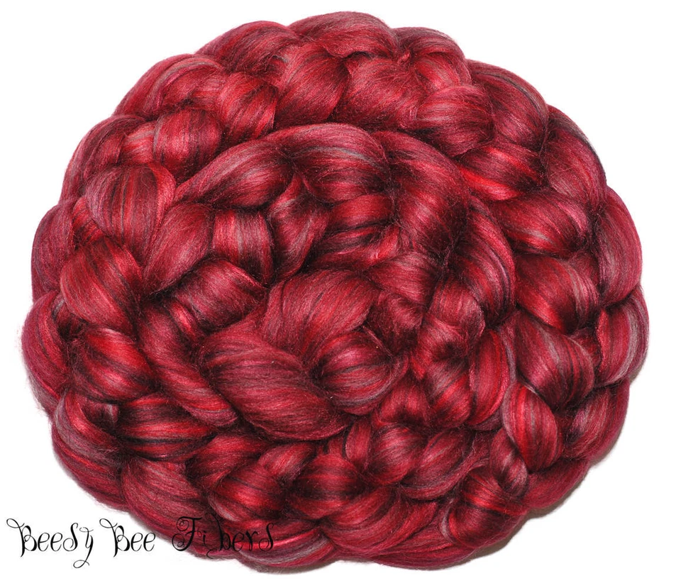 SANGRIA - Merino Bamboo Rayon Blend Combed Top Wool Roving Spinning Felting 4 oz - Image 4 of 4