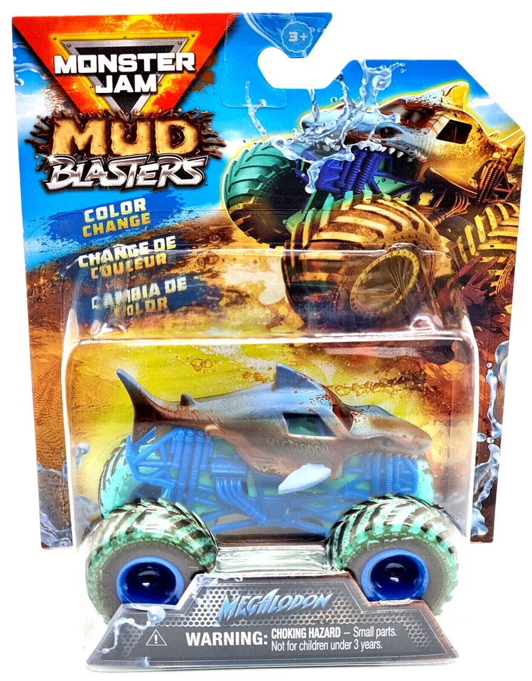 SPIN MASTER Monster Jam 1:64 Color Change Mud Blasters Truck Megalodon