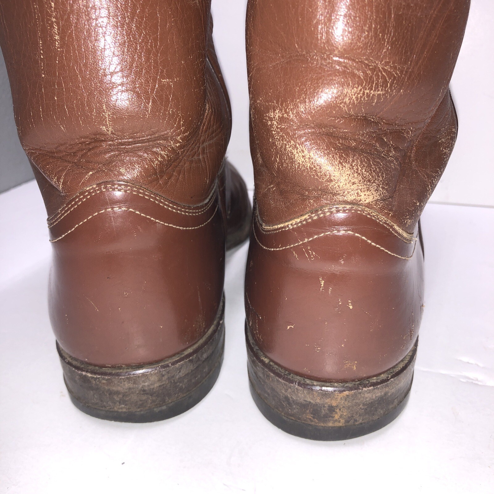 Justin 3802 Made in USA Roper Pullon Boots Brown Leather Men's 11 B