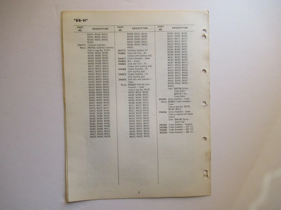 Briggs & Stratton 8B-H engine parts list manual catalog - Image 3 of 3