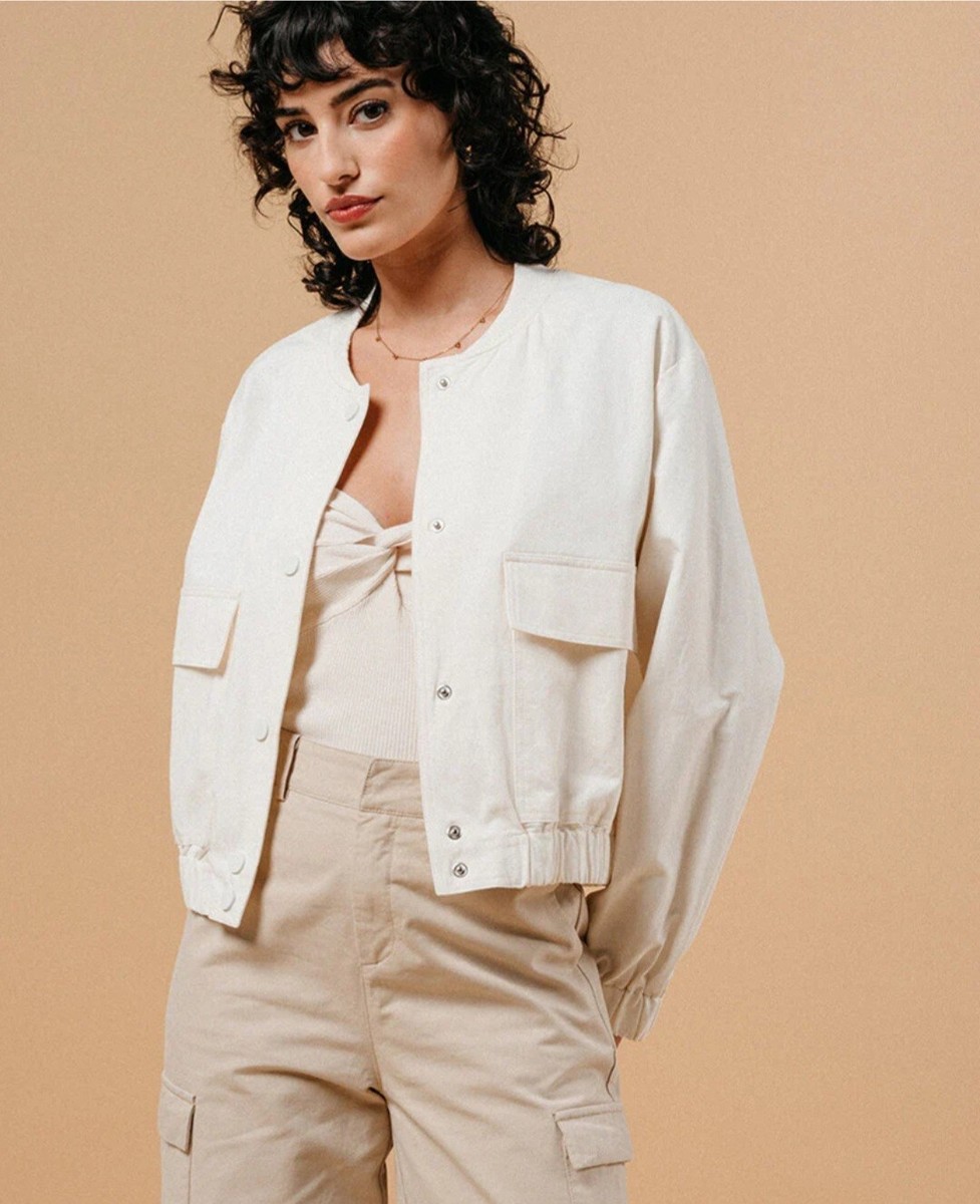 Hazel Women's Bomber Jacket Ivory Color Size M | eBay