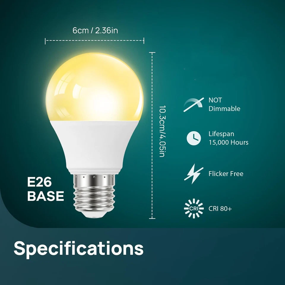 2-Pack LED A19 cold White Light Bulbs 6500K 80W Equivalent 7W 1000LM E26 Base - Image 3 of 4