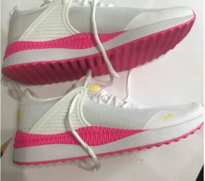 Puma Women's Pacer Next Cage 373983-01 White Pink Running Shoes Lace Up Size 7.5