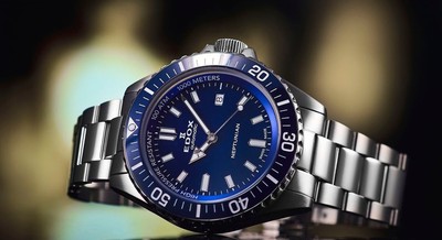 EDOX SkyDiver Neptunian Automatic 80120 3BUM BUF Men's Watch Diver Wristwatch