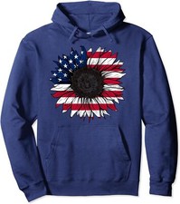 American Flag Sunflower 4th of July Independence Unisex Hooded Sweatshirt