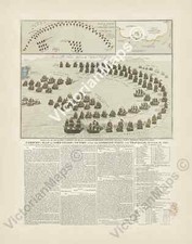 Antique map TRAFALGAR BATTLE Fairburn's plan 1805 Nelson wall art print poster
