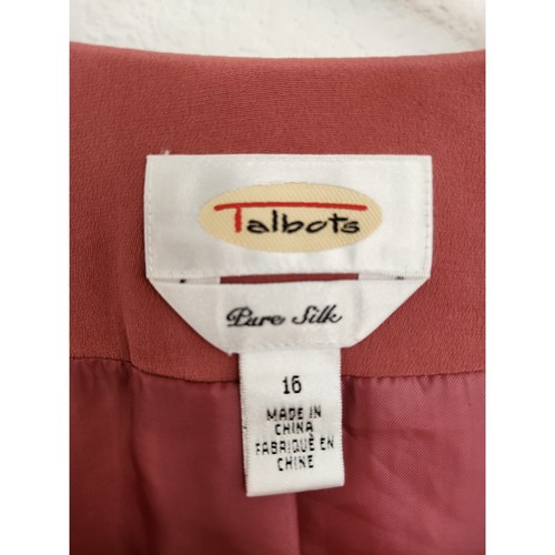 Talbots 100% Silk Blazer Skirt Set 16 Pink Rose 2pc Suit Career Minimalist VTG - Picture 5 of 14