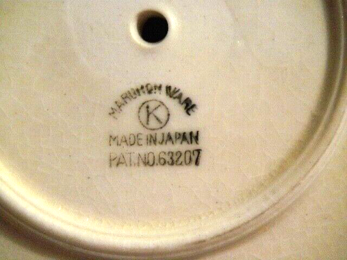 MARUHON WARE DOUBLE SERVING CENTER PIECE CREAM HOBNAIL "CIRCLE K" JAPAN 63207 - Picture 5 of 5