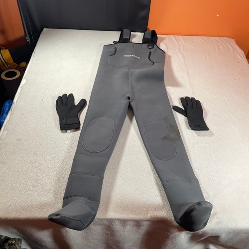 Field And Stream Waders Adult Small Gray Neoprene With Gloves Fishing Outdoor