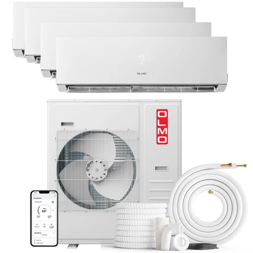 4 Zone OLMO Sierra 36k BTU Mini Split A/C Heater, 9k+12k+12k+12k BTU, R410A