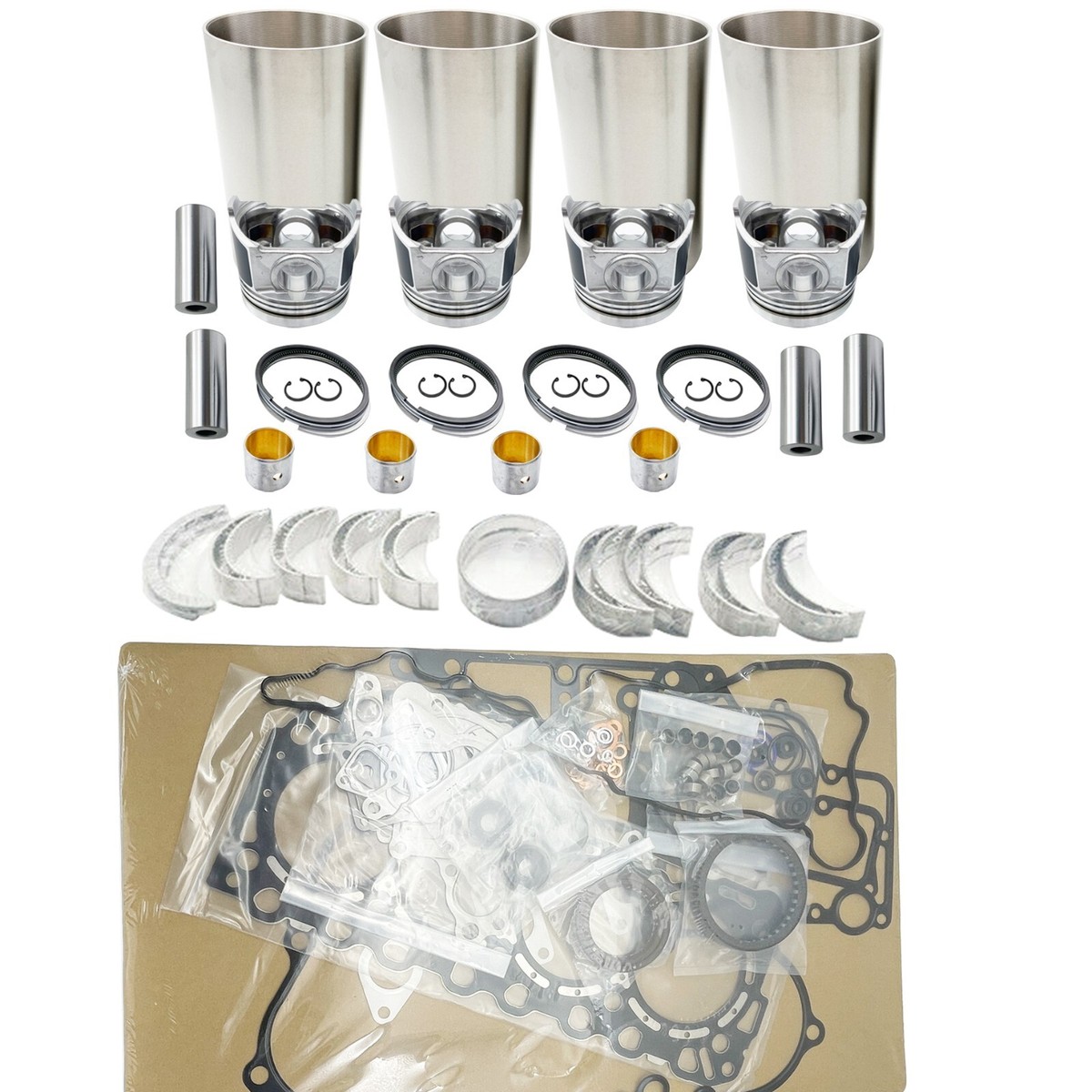 NEW STD 4 Cylinders Overhaul Rebuild Kit For Kubota V4300 Engine