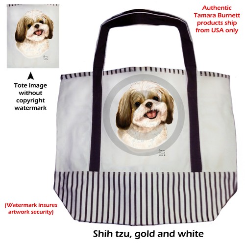 Sac fourre-tout en toile - or et blanc Shih Tzu - Photo 1 sur 1