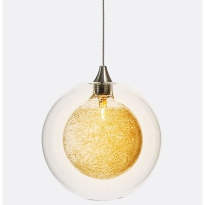 Pendant light fixture hand blown glass orb unique elegant lighting 7'' GL
