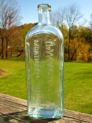 1915-1929 DR. W. B. CALDWELL'S, 16 oz. Stopper Top Bottle, Aqua Blue