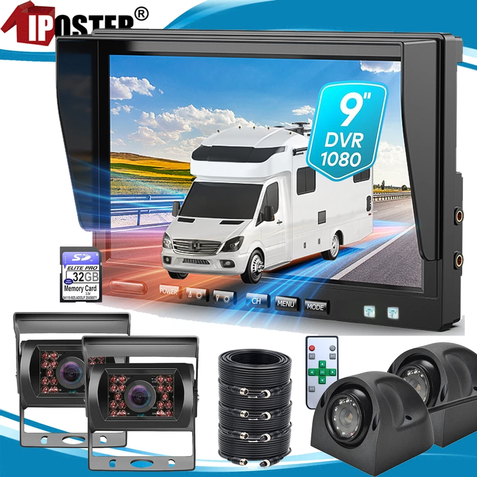 Wired 9" Monitor DVR 1080P Backup Camera For Truck Bus Reversing No Blind Spot - Image 2 of 4