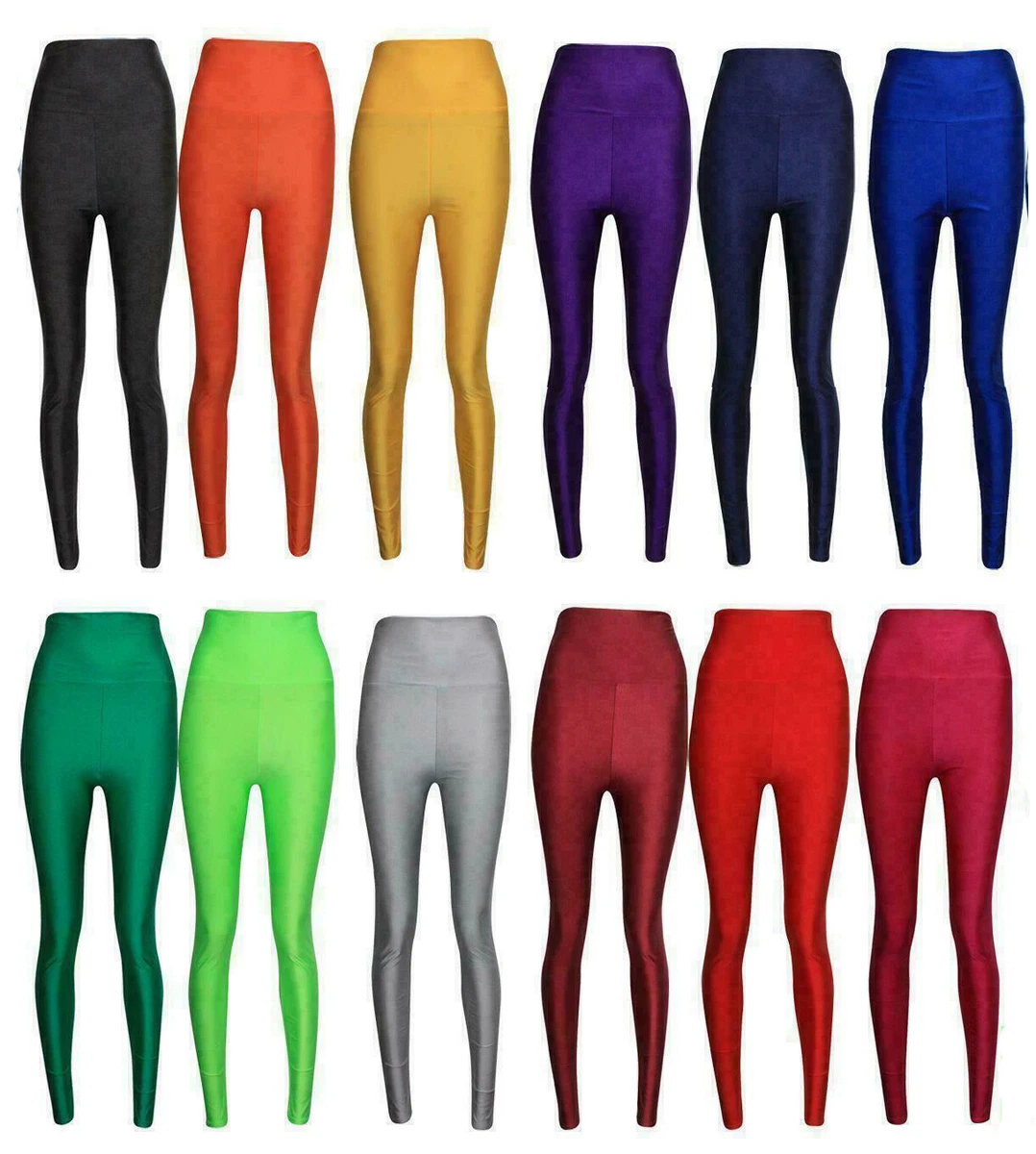 Womens Super Stretch Shiny High Waist Leggings Slim Fit Ladies Tight Yoga  Pant