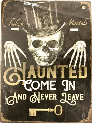 FREE SHIPPING! 12x16 Haunted skeleton TIN SIGN make offer or BUY b4 it s SOLD!