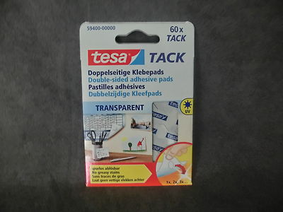 1 Pack = 60 Stück tesa TACK 59400 / Doppelseitige Klebepads, transparent (BR)