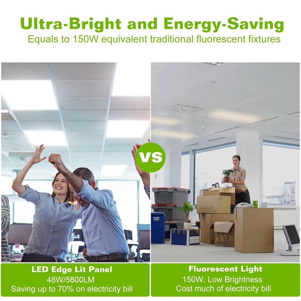 4Pack LED Panel Light 2x2Ft Drop Ceiling Flat Panel Recessed Troffer Fixture 48W - Image 4 of 4