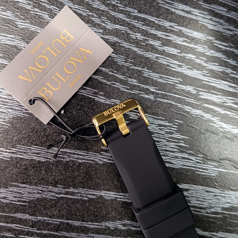 Bulova Marine Star 98B278 Black/Gold Dial Black Rubber Strap