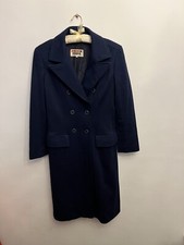 ‘rare’ Vintage 80s Rodier Paris Blue Double Breasted Overcoat Uk10