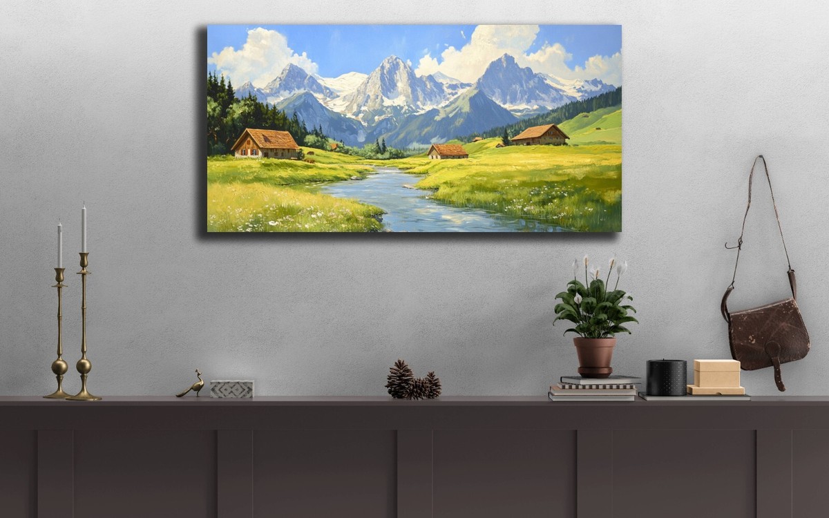 Switzerland Painting, Swiss Alps Art, Zermatt Mountains