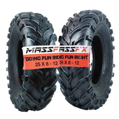 MASSFX 25x8-12 Front Tires for ATV, UTV, & SxS-6-Ply w/ 1/2'' Tread Depth (2-pk)