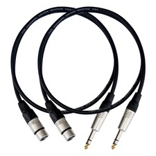 2 Pack XLR Female to 1/4 Inch TS Mono Jack Cable 3.3FT Unbalanced 3 Pin Mic