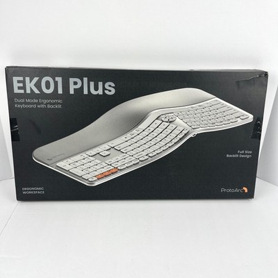 ProtoArc EK01 Plus Ergonomic Keyboard Wireless Bluetooth Backlit Dual Mode New
