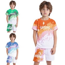 Kids Boys Set Soccer Outfit Cycling Tracksuit Biking Round Neck T-shirt Fashion