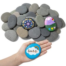 45 Pcs Painting Rocks Bulk, 2"-3" River Rocks for Painting, Flat Smooth Rocks...