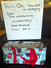 Thirty-One Christmas Small Tote w/ Metal Form...
