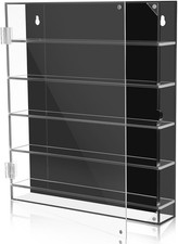 Clear Acrylic Display Case, 5-Layer Wall-Mounted Storage Cabinet with Cover, Dus