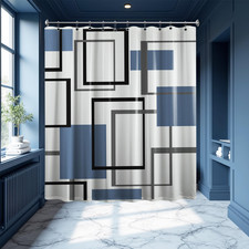 Yieldeer Blue And White Shower Curtain Geometric White And Blue Shower Curtains