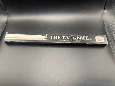 The TV Knife Serrated Utility Knife Black Handle In Original Box Vintage