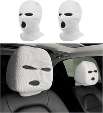 Personalized Funny Car Seat Full Face Mask 2 PCS Car Headrest Cover Ski Mask W