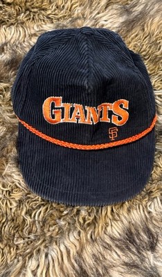Vintage San Francisco Giants Snapback Hat Black Blockhead Corduroy One Size Fits