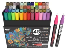 TOOLI-ART Acrylic Paint Pens 48 Markers Set Limited Edition 0.7mm Extra Fine Tip