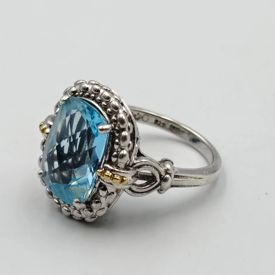 Phillip Gavriel Sterling Silver 925 18K Gold Accent Blue Topaz Ring Sz 7 - Image 4 of 4
