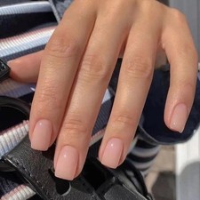 24pcs Nude Glossy Short Artificial Nail Tips for Women & Girls